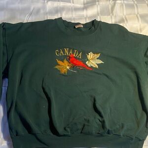 Vintage Green Canada Embroidered Sweater from 90s